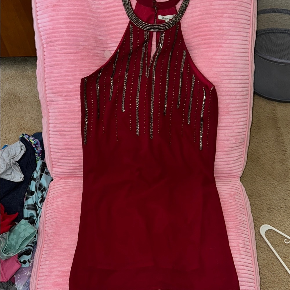 The Clothing Company Red Embellished Sleeveless Blouse